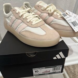 Adidas Beige and White Sport Sneakers